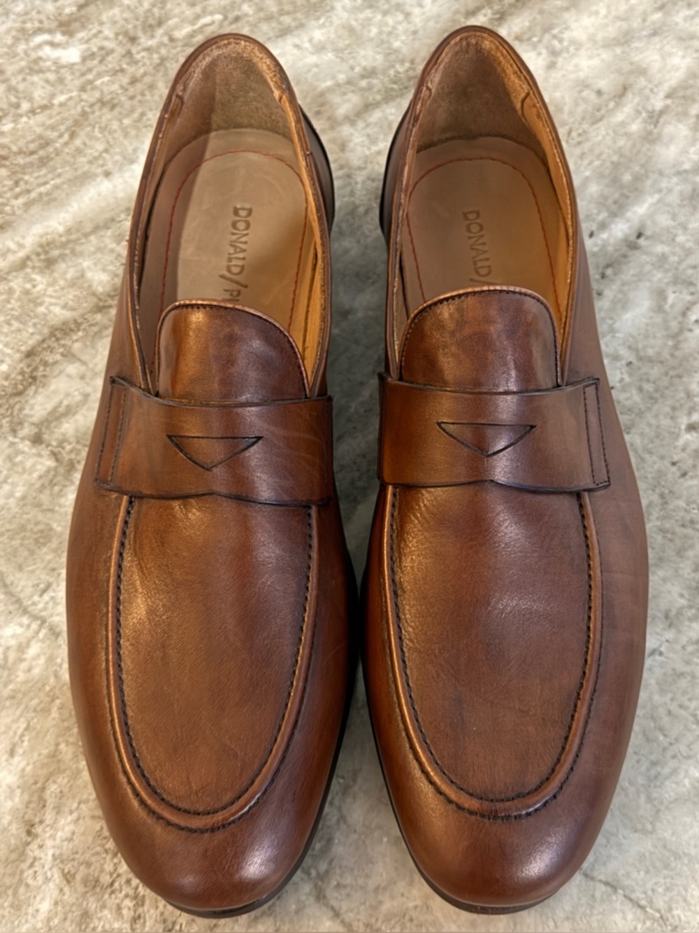 DONALD PLINER Brown Leather Penny Loafers Shoes Sz 9 Slippers $350 Italy